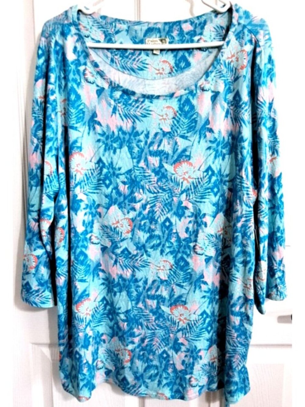 Palm Harbour Woman 2X Multicolor Long Sleeve Side Gathered Top New w/Tags